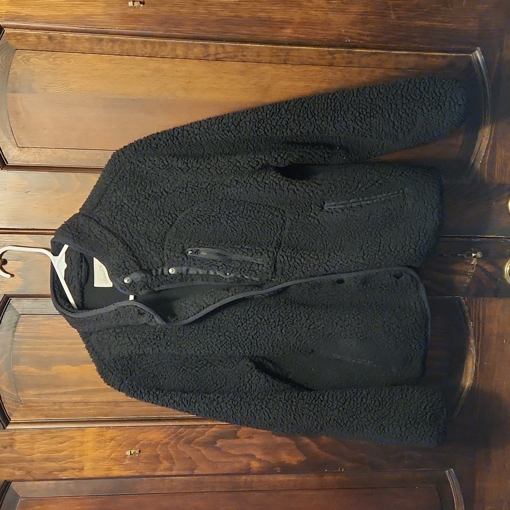 Black boucle bomber jacket